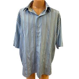 Attitude Soho Mens 3XL 100% Cotton Short Sleeve Striped Button Up Casual Shirt